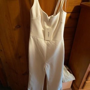 White flared pant jumpsuit